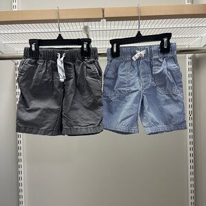 2 Pairs Carter's Drawstring Shorts: Dark Gray AND Pinstripe Blue Shorts